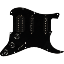 FENDER Pre-Wired Strat Pickguard, Shawbucker Bridge/Gen 4 Noiseless Neck/Middle HSS, Black 11 Hole PG