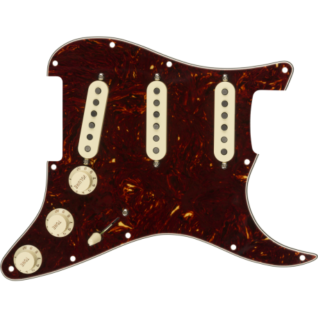 FENDER Pre-Wired Strat Pickguard, Tex-Mex SSS, Tortoise Shell 11 Hole PG