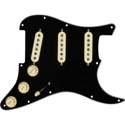 FENDER Pre-Wired Strat Pickguard, Custom Shop Texas Special SSS, Black 11 Hole PG