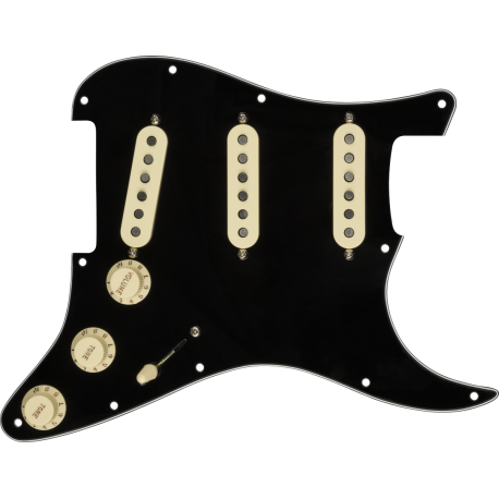 FENDER Pre-Wired Strat Pickguard, Custom Shop Custom '69 SSS, Black 11 Hole PG