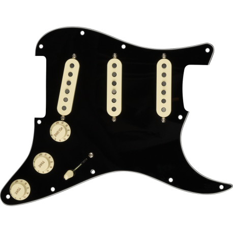 FENDER Pre-Wired Strat Pickguard, Custom Shop Fat 50's SSS, Black 11 Hole PG