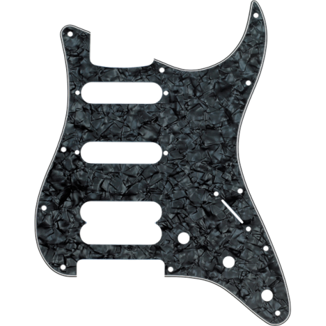 FENDER Pickguard, Stratocaster® H/S/S, 11-Hole Mount (No Holes Drilled For HB Pickup Mount), Black Pearl, 4-Ply