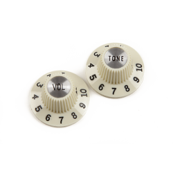 FENDER Pure Vintage 1965 Jazzmaster® "Witch Hat" Knobs, (2), Vintage White