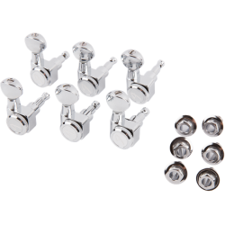 FENDER Fender® Staggered Locking Tuners with Vintage-Style Buttons, Polished Chrome (6)