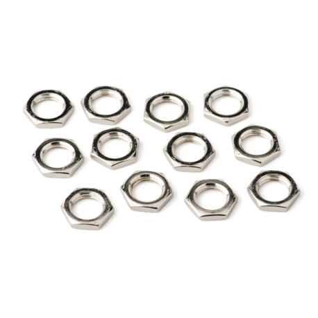 FENDER Amplifier Jack Nuts, Hex 7/16 - 20 X 1/8, Nickel (12)