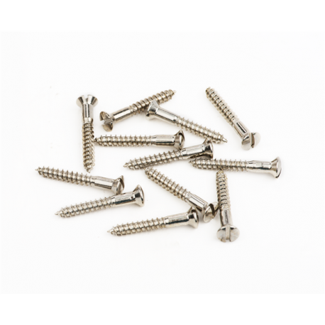 FENDER Pure Vintage Slotted Telecaster® Bridge/Strap Button Mounting Screws, Nickel (12)