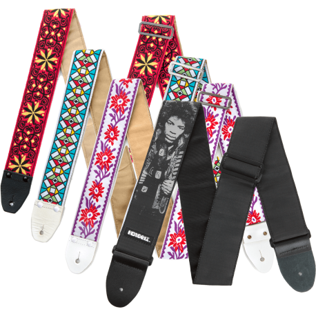 DUNLOP Pack de 4 courroies Hendrix + boîte de médiators
