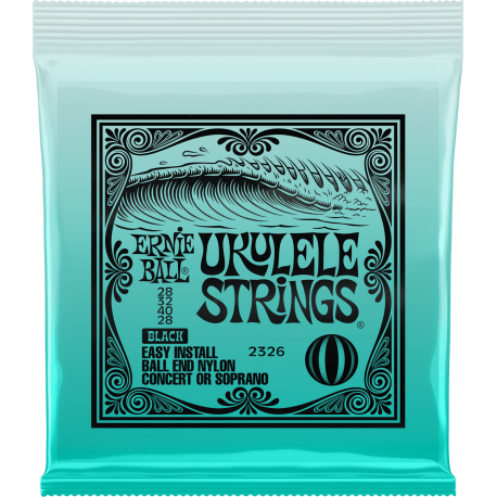 ERNIE BALL Ukulele concert/soprano nylon noir à boule 28-40
