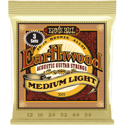 ERNIE BALL Earthwood 80/20 bronze medium light 12-54 - pack de 3