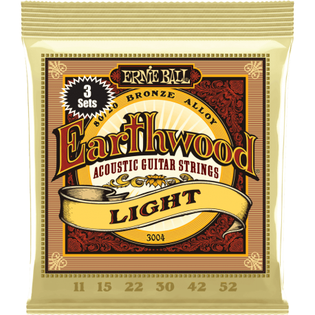 ERNIE BALL Earthwood 80/20 bronze light 11-52 - pack de 3