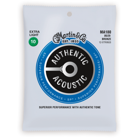 MARTIN Authentic, 12 cordes, Extra Light, 80/20