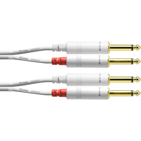 CORDIAL Câble audio double jack mono 1,5 m blanc