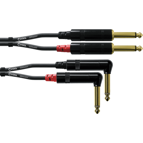 CORDIAL Câble audio double jack mono droit / coudé 1,5 m
