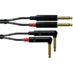CORDIAL Câble audio double jack mono droit / coudé 3 m