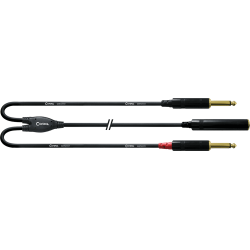 CORDIAL Câble Y bretelle jack femelle stéréo/2 jack mono mâles 30 cm