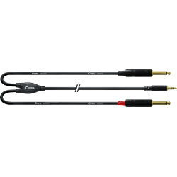 CORDIAL Câble audio minijack stéréo - 2 jack mono 90 cm