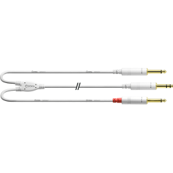 CORDIAL Câble audio jack stéréo - 2 jack mono 1,5 m blanc