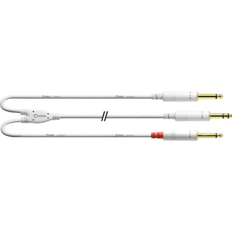 CORDIAL Câble audio jack stéréo - 2 jack mono 1,5 m blanc