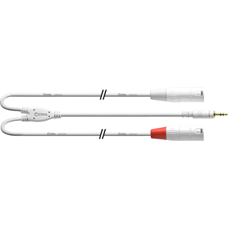 CORDIAL Câble audio minij. stéréo - 2 XLR m. longs 1,5 m blanc