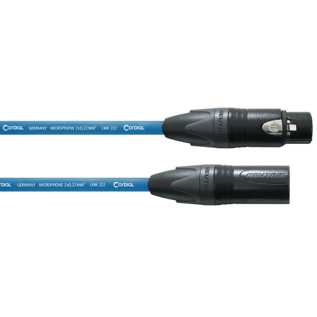 CORDIAL Câble micro XLR 10 m bleu