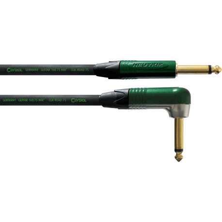 CORDIAL Câble guitare jack droit/coudé 3 m vert