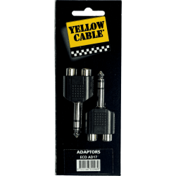 YELLOW CABLE Adaptateur jack 6,35 mm stéréo male 2 rca fem. - lot de 2