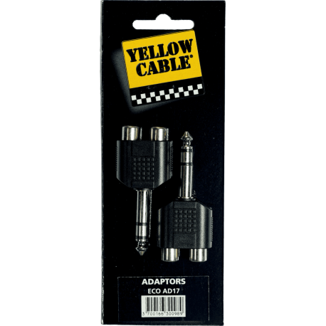 YELLOW CABLE Adaptateur jack 6,35 mm stéréo male 2 rca fem. - lot de 2