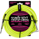 ERNIE BALL Cables instrument gaine tissee jack/jack coudé7,62m jaune
