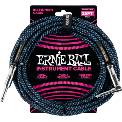 ERNIE BALL Jack/jack coudé 7,62m noir et bleu