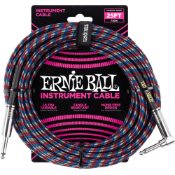 ERNIE BALL Jack/jack coudé 7,62m 4 couleurs