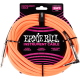 ERNIE BALL Cables instrument gaine tissee jack/jack coudé7,62m orange