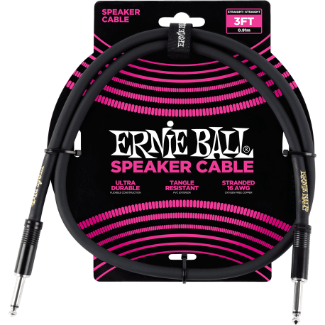 ERNIE BALL Cables haut-parleur classic jack/jack 91cm noir