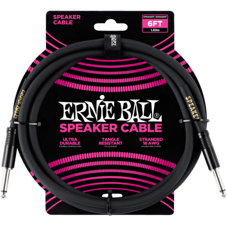 ERNIE BALL Cables haut-parleur classic jack/jack 183cm noir