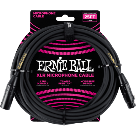 ERNIE BALL Cables microphone classic xlr mâle/xlr fem 7,62m noir