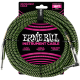 ERNIE BALL Cable instrument gaine tissée jack/jack coudé 5,5m noir/vert