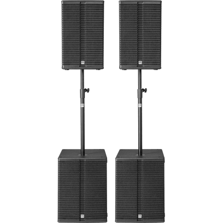 HK AUDIO 2 L3-115FA, 2 LSUB-1800A, housses + mâts