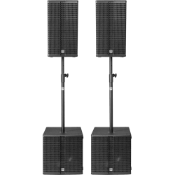 HK AUDIO 2 L3-112FA, 2 LSUB-1500A, housses + mâts