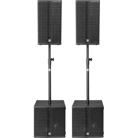 HK AUDIO 2 L3-112FA, 2 LSUB-1500A, housses + mâts