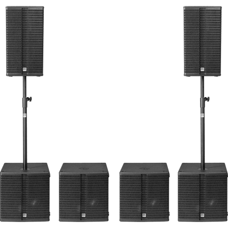 HK AUDIO 2 L3-112FA, 4 LSUB-1500A, housses + mâts