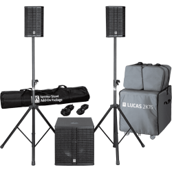 HK AUDIO Système amplifié avec pack de stands, câbles hp + trolley