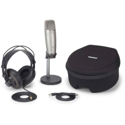 SAMSON C01U PRO RECORDING PACK - Pack Microphone à condensateur USB hypercardioide + Casque SR850 + Support micro Table + Houss
