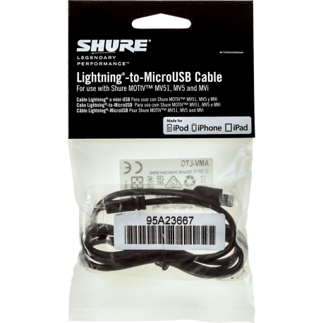 SHURE Câble micro USB - Lightning 1 m