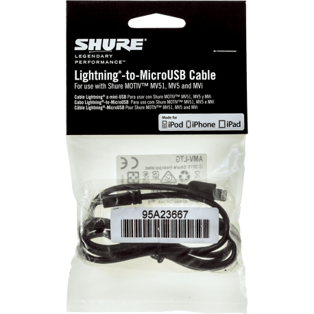 SHURE Câble micro USB - Lightning 38 cm