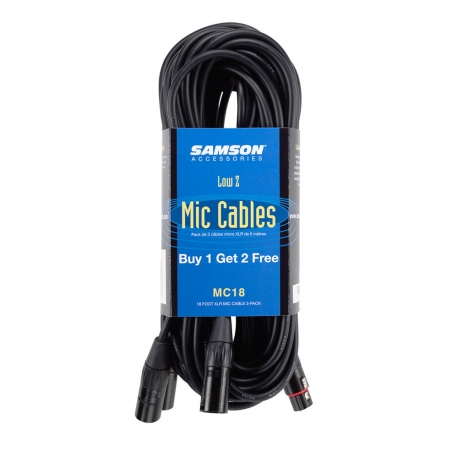 SAMSON MC18 - Câble XLR-XLR - 5,5 mètres - set de 3 pièces