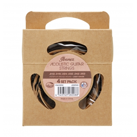 IBANEZ Acoustic Guitar Strings, 6-string / Light (Coated) (4-Pack)