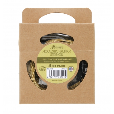 IBANEZ Acoustic Guitar Strings, 6-string / Light (Coated) (4-Pack)