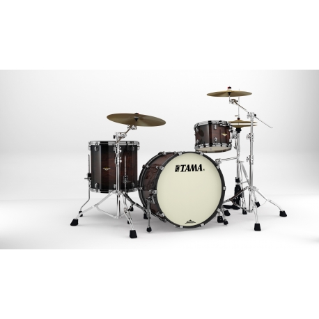 TAMA Starclassic Maple 3-piece shell pack with 22" bass drum, Black Nickel Shell Hardware DARK MOCHA BURST