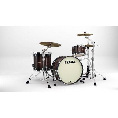 TAMA Starclassic Maple 3-piece shell pack with 22" bass drum, Chrome Shell Hardware DARK MOCHA BURST
