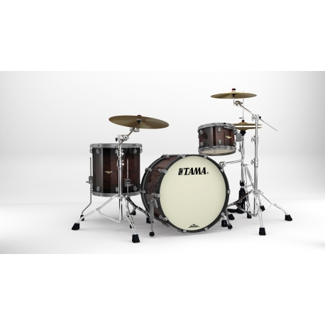 TAMA Starclassic Maple 3-piece shell pack with 22" bass drum, Smoked Black Nickel Shell Hardware DARK MOCHA BURST