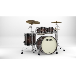 TAMA Starclassic Maple 4-piece shell pack with 22" bass drum, Black Nickel Shell Hardware DARK MOCHA BURST